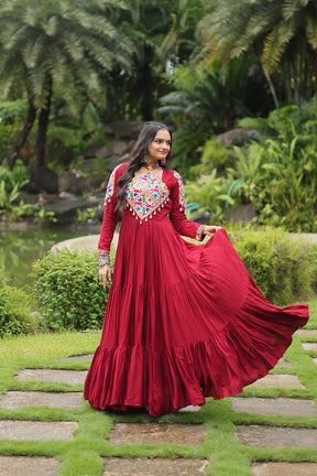 TRADITIONAL NAVRATRI KUTCHI GAMTHI RAYON FESTIVE GOWN