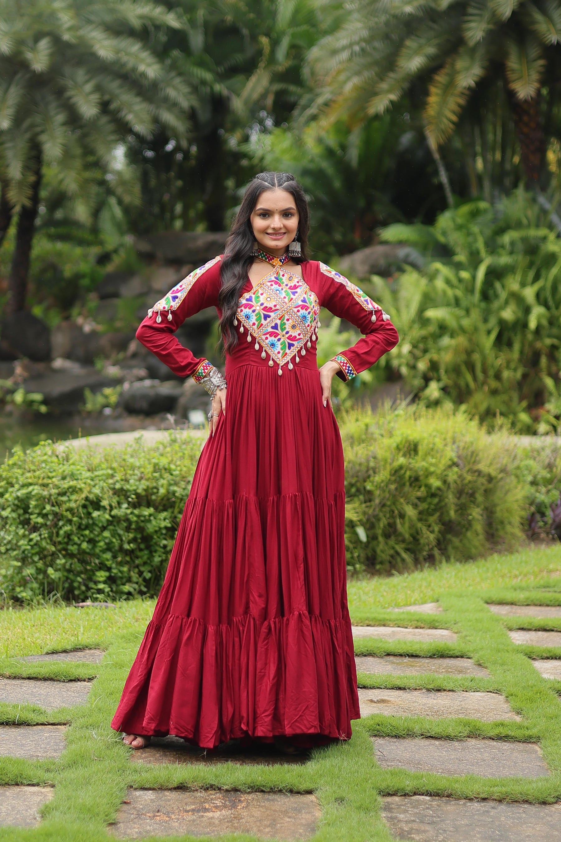 TRADITIONAL NAVRATRI KUTCHI GAMTHI RAYON FESTIVE GOWN