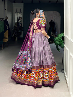 TUSSAR SILK MIRROR WORK LEHENGA CHOLI FOR GARBA