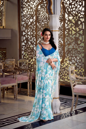 WEIGHTLESS MARBLE SAREES WITH MOONGA SILK BLOUSE