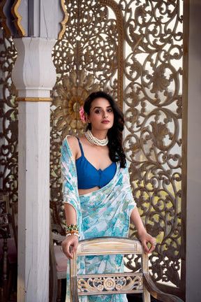 WEIGHTLESS MARBLE SAREES WITH MOONGA SILK BLOUSE