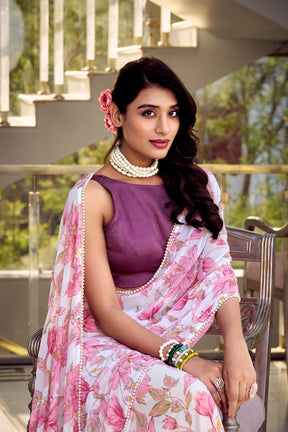 WEIGHTLESS MARBLE SAREES WITH MOONGA SILK BLOUSE