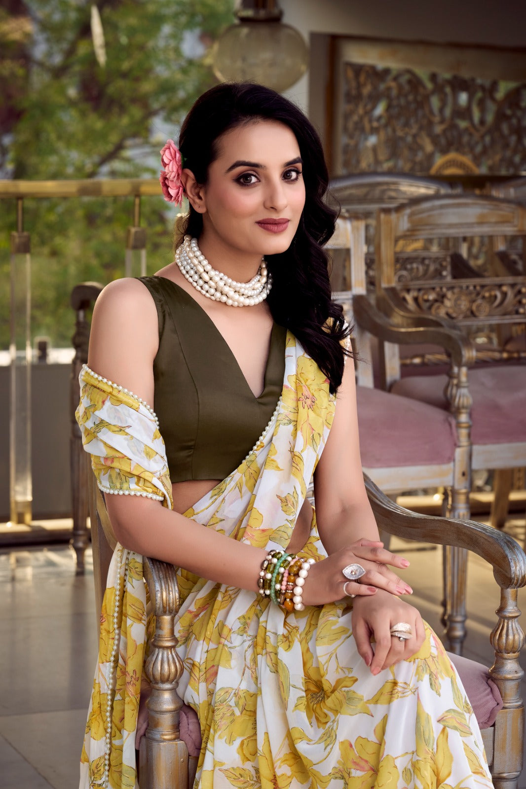 WEIGHTLESS MARBLE SAREES WITH MOONGA SILK BLOUSE