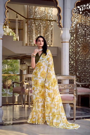 WEIGHTLESS MARBLE SAREES WITH MOONGA SILK BLOUSE