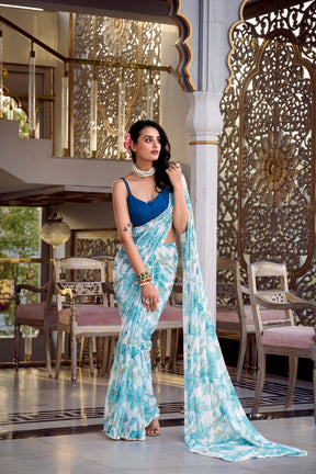 WEIGHTLESS MARBLE SAREES WITH MOONGA SILK BLOUSE