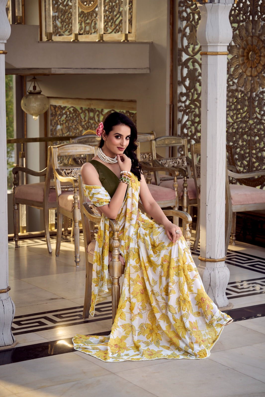 WEIGHTLESS MARBLE SAREES WITH MOONGA SILK BLOUSE