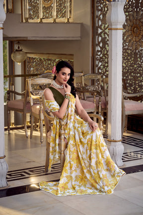 WEIGHTLESS MARBLE SAREES WITH MOONGA SILK BLOUSE