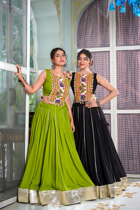RAYON LEHENGA CHOLI WITH GAMTHI WORK BLOUSE