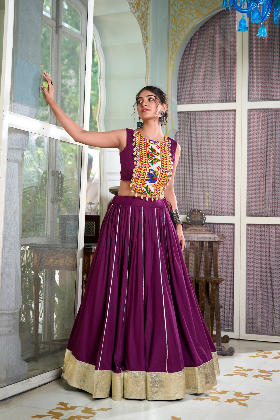 RAYON LEHENGA CHOLI WITH GAMTHI WORK BLOUSE