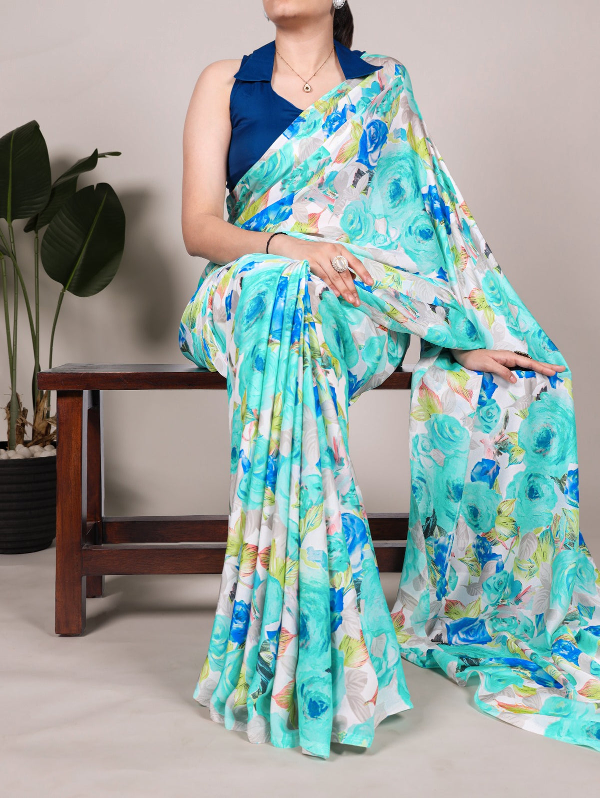 ELEGANT SATIN SAREES WITH MOONGA SILK BLOUSE