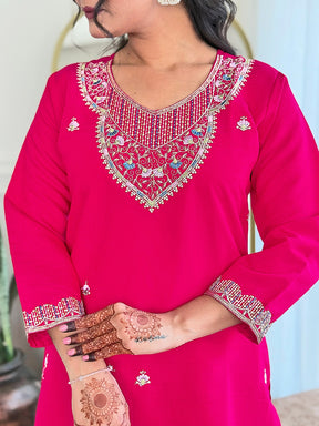 Elegant EMBROIDERED KURTI SET WITH PANT & DUPATTA