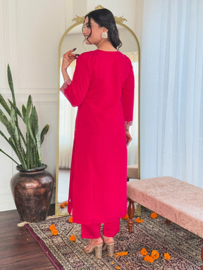 Elegant EMBROIDERED KURTI SET WITH PANT & DUPATTA