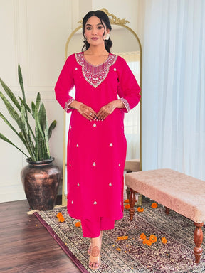 Elegant EMBROIDERED KURTI SET WITH PANT & DUPATTA