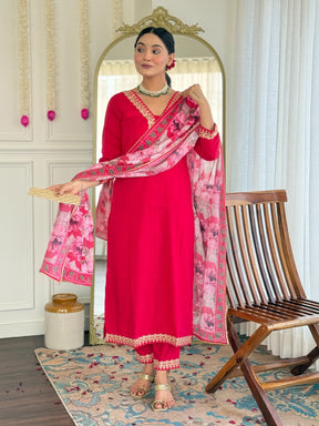 Elegant EMBROIDERED KURTI SET WITH PANT & DUPATTA