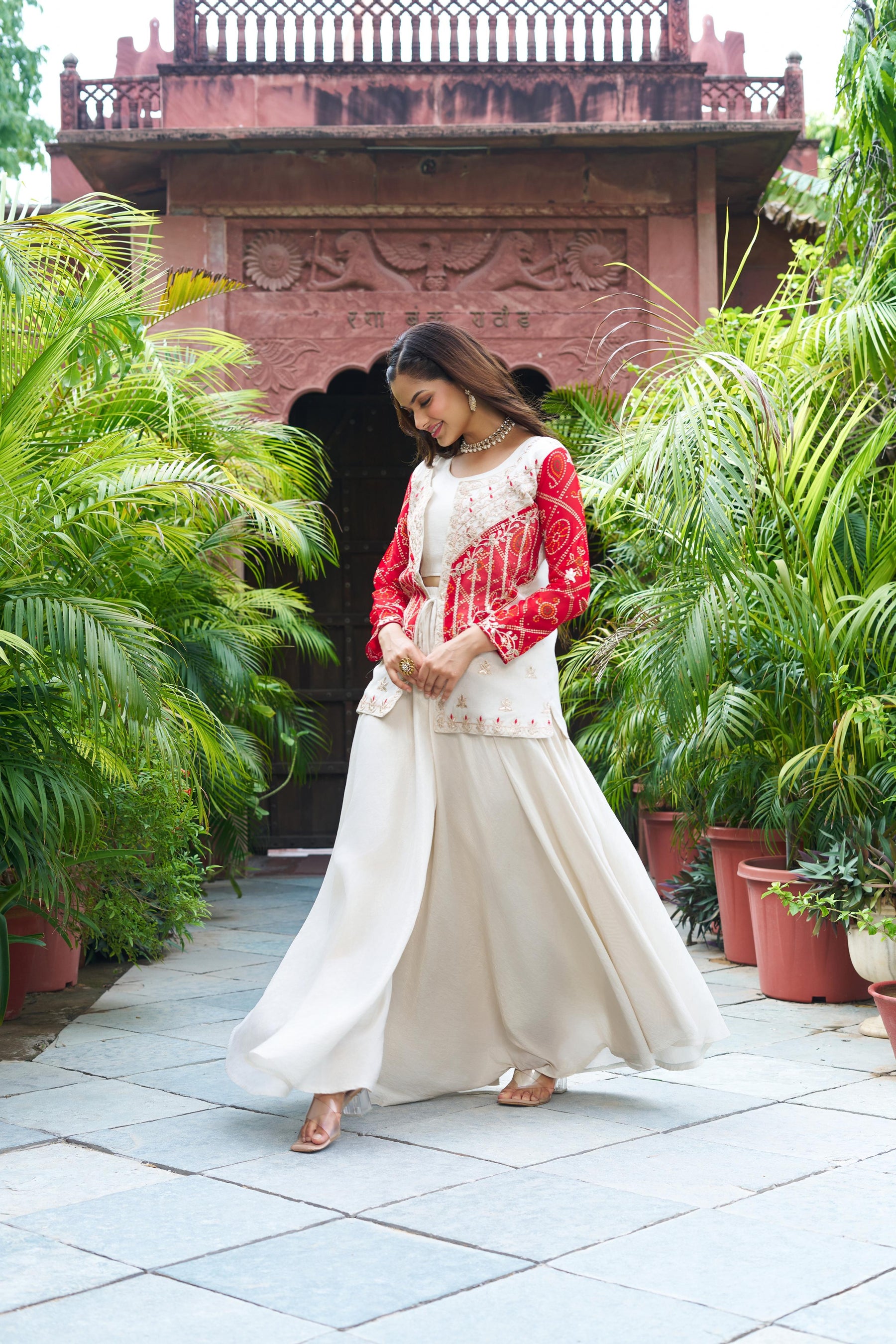 FESTIVE FUSION BANDHEJ KOTI PALAZZO SET
