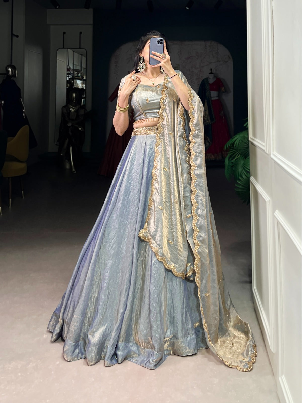ELEGANT DREAMY PASTELS FENDI SILK LEHENGA CHOLI