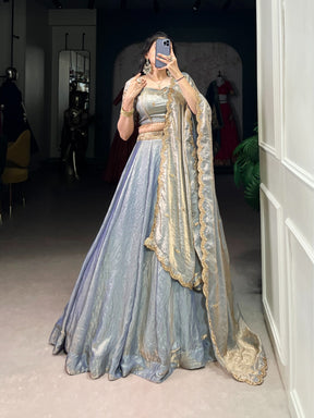 ELEGANT DREAMY PASTELS FENDI SILK LEHENGA CHOLI
