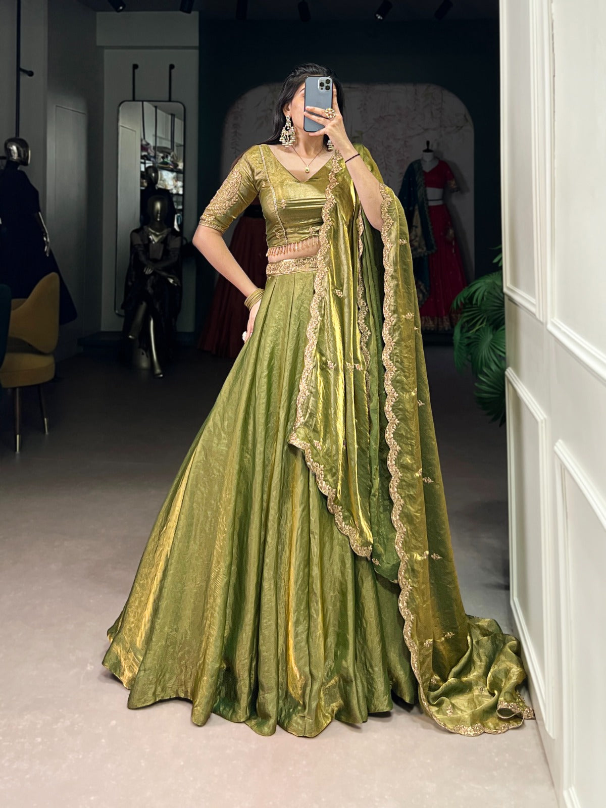 ELEGANT DREAMY PASTELS FENDI SILK LEHENGA CHOLI