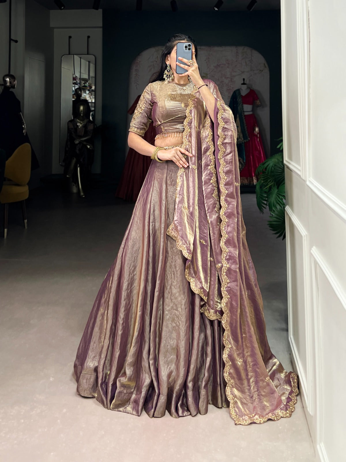 ELEGANT DREAMY PASTELS FENDI SILK LEHENGA CHOLI