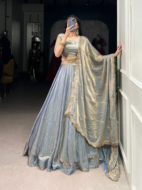 ELEGANT DREAMY PASTELS FENDI SILK LEHENGA CHOLI