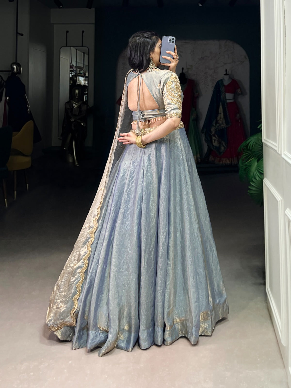 ELEGANT DREAMY PASTELS FENDI SILK LEHENGA CHOLI