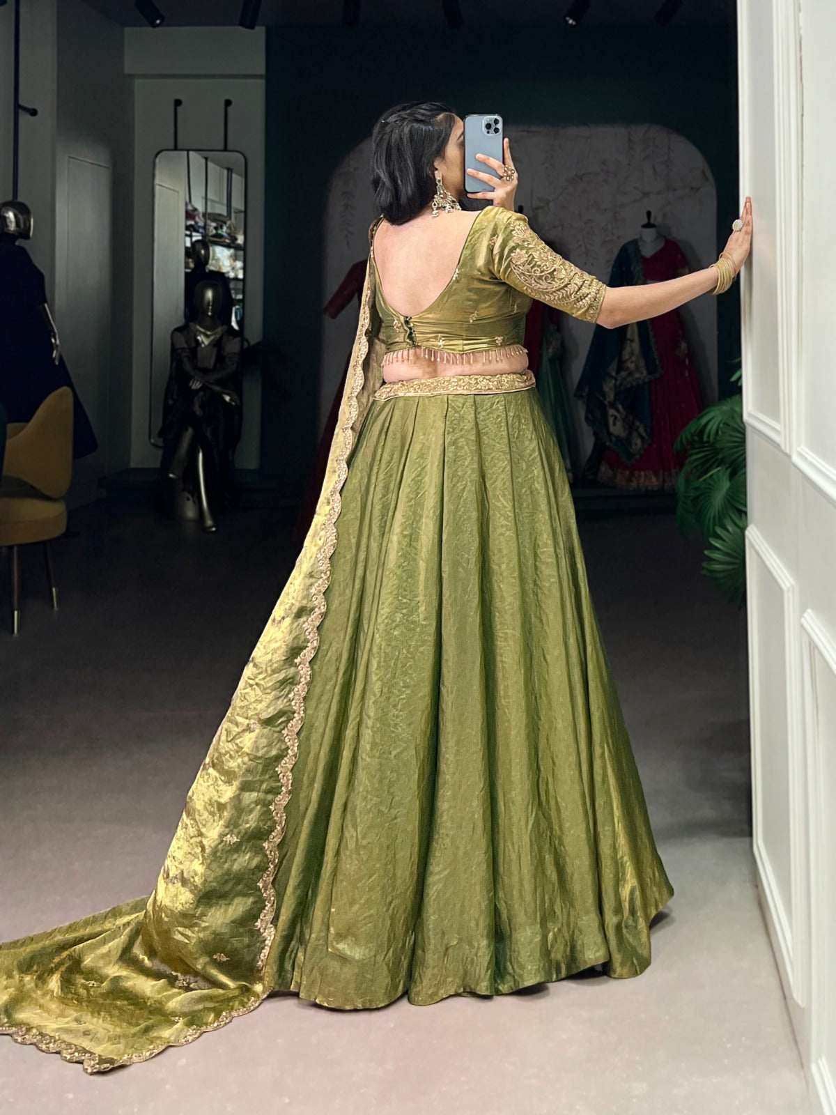 ELEGANT DREAMY PASTELS FENDI SILK LEHENGA CHOLI
