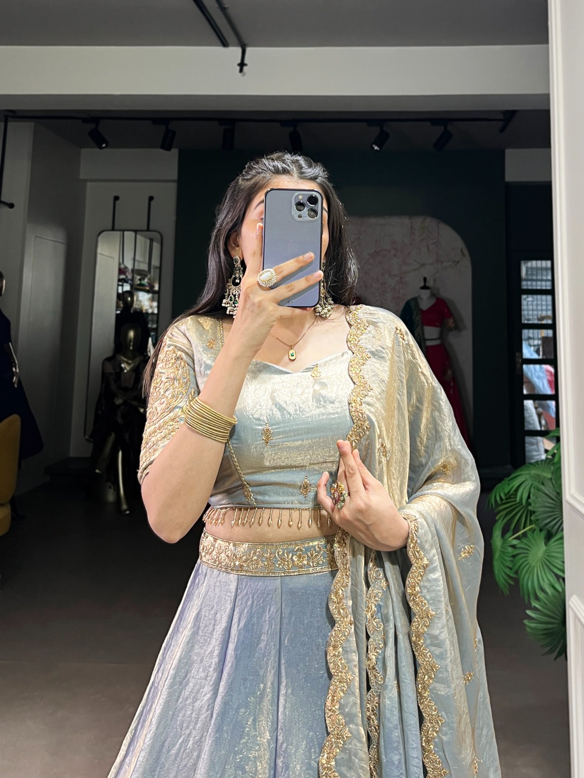 ELEGANT DREAMY PASTELS FENDI SILK LEHENGA CHOLI
