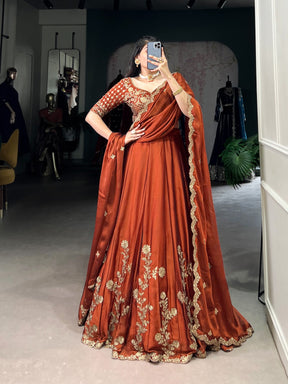 ROYAL RUST RANGOLI SILK LEHENGA CHOLI