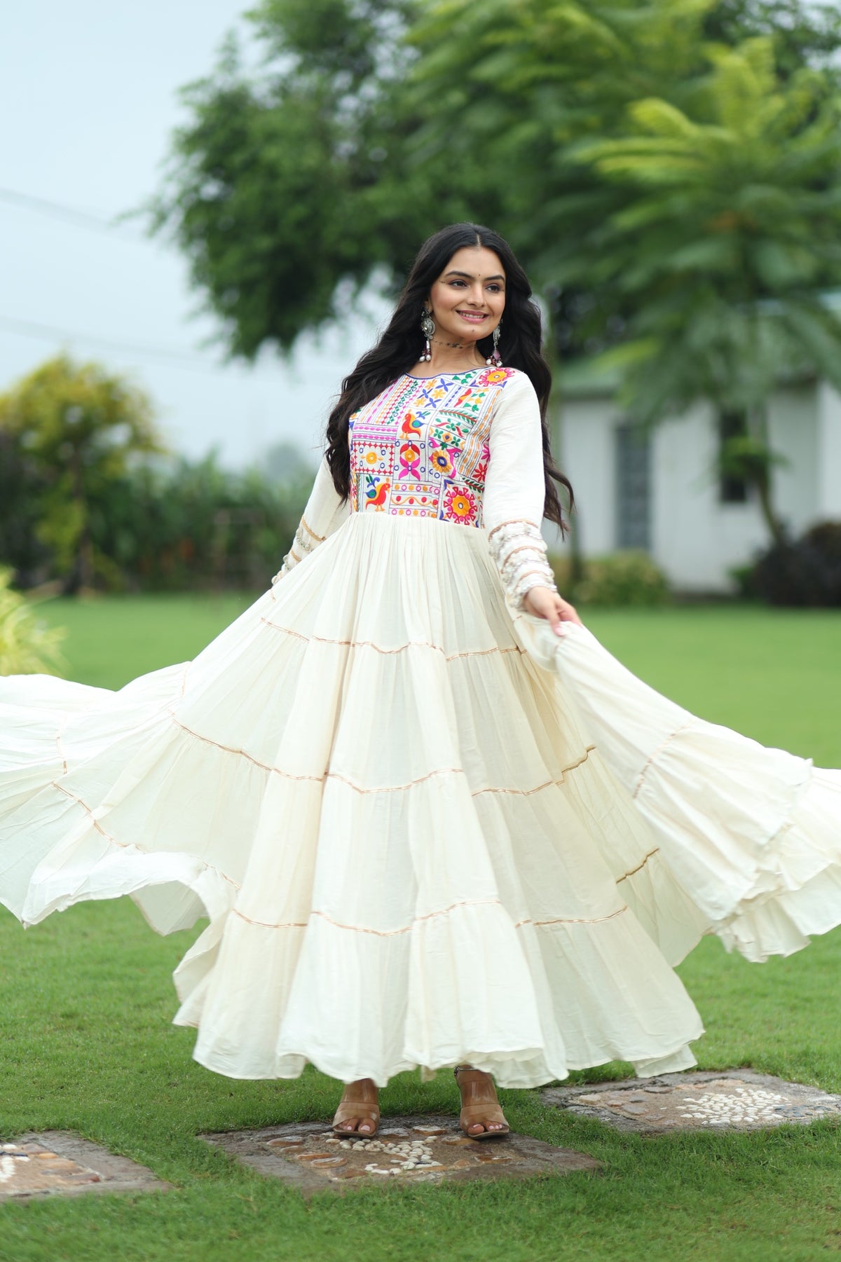 OFF-WHITE KORA COTTON EMBROIDERED GOWN