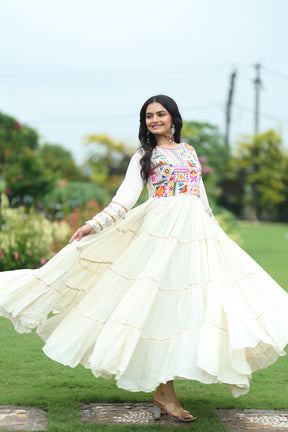 OFF-WHITE KORA COTTON EMBROIDERED GOWN