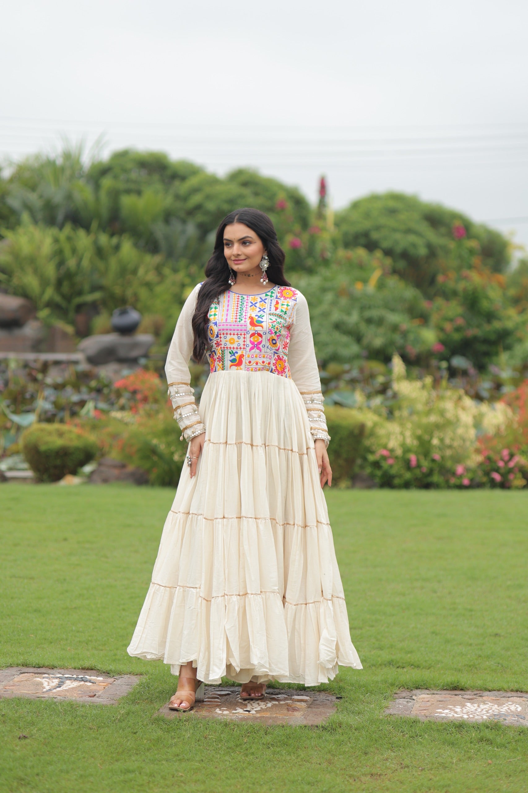 OFF-WHITE KORA COTTON EMBROIDERED GOWN