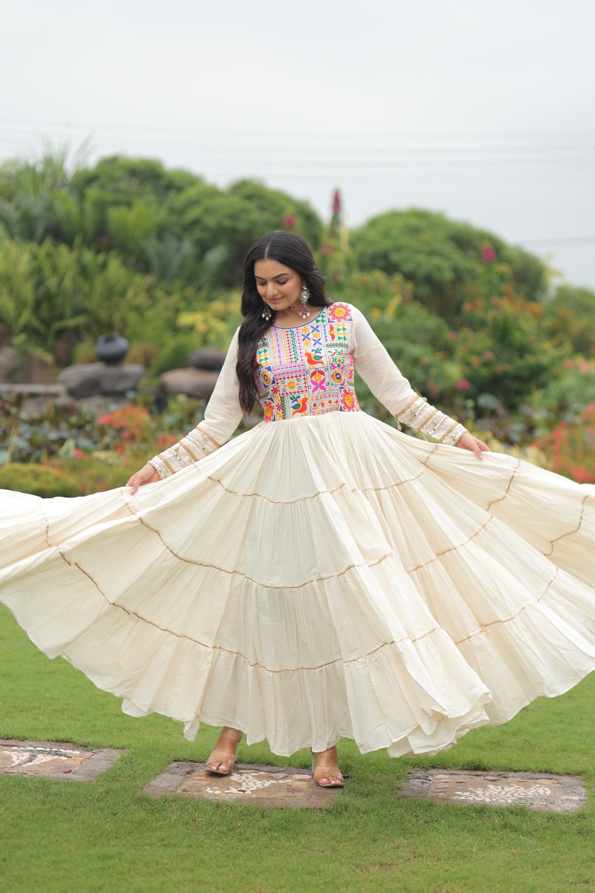 OFF-WHITE KORA COTTON EMBROIDERED GOWN