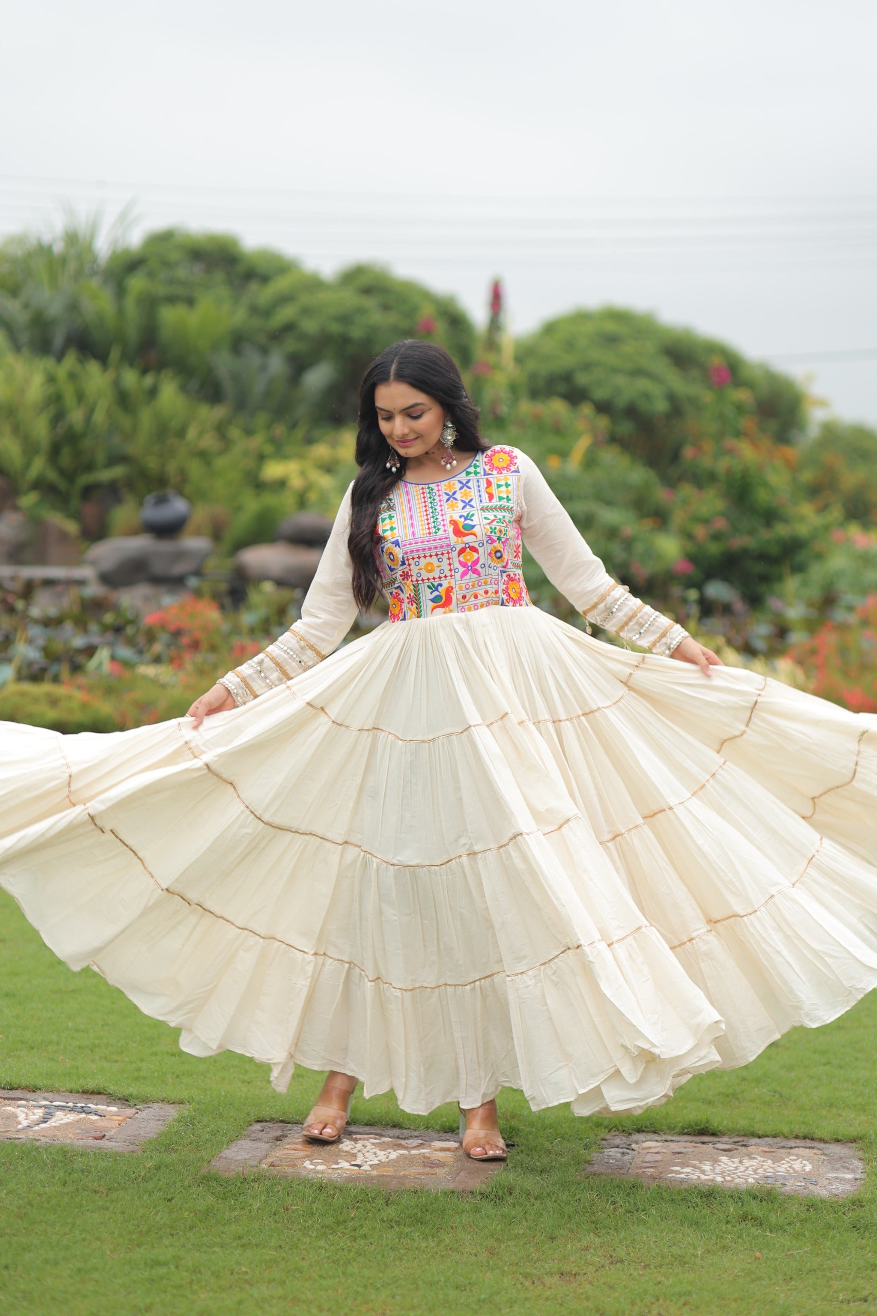 OFF-WHITE KORA COTTON EMBROIDERED GOWN