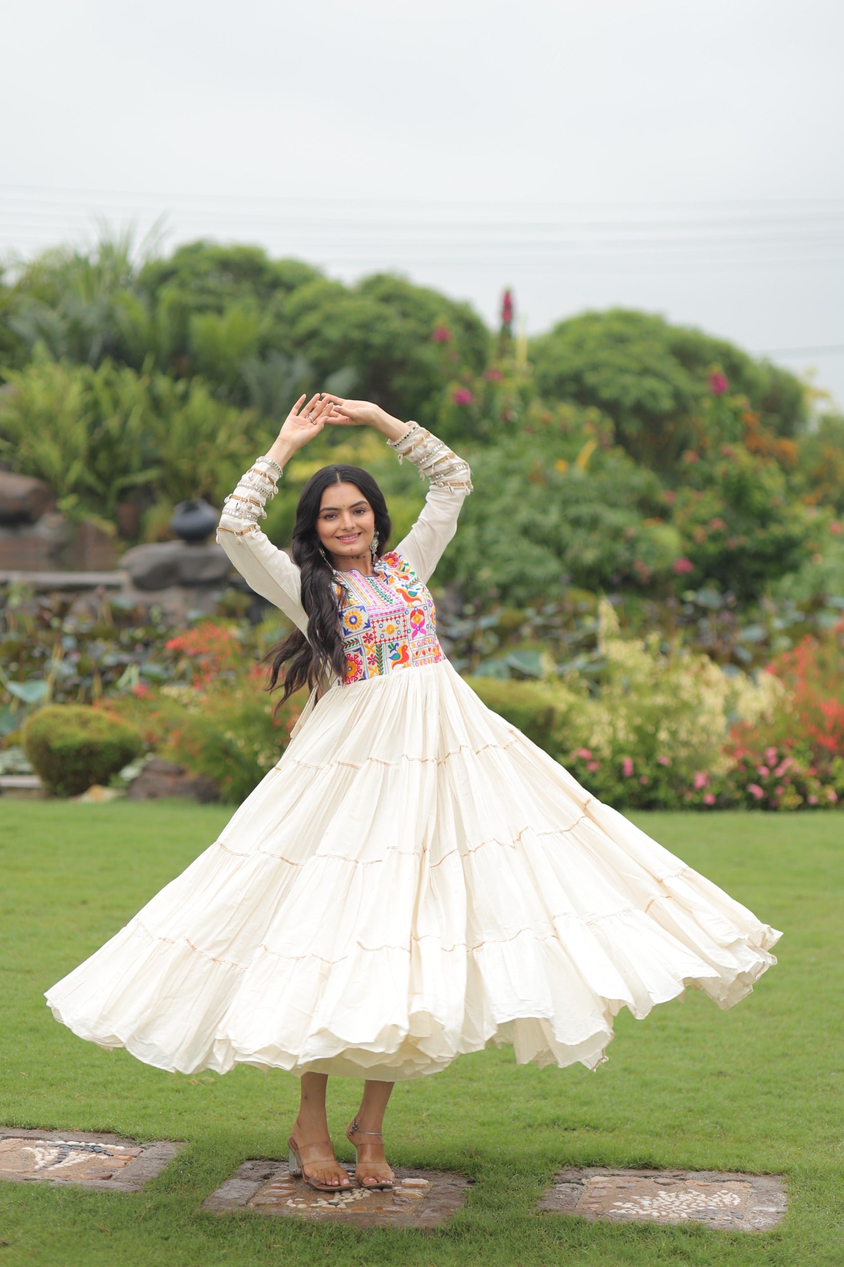 OFF-WHITE KORA COTTON EMBROIDERED GOWN