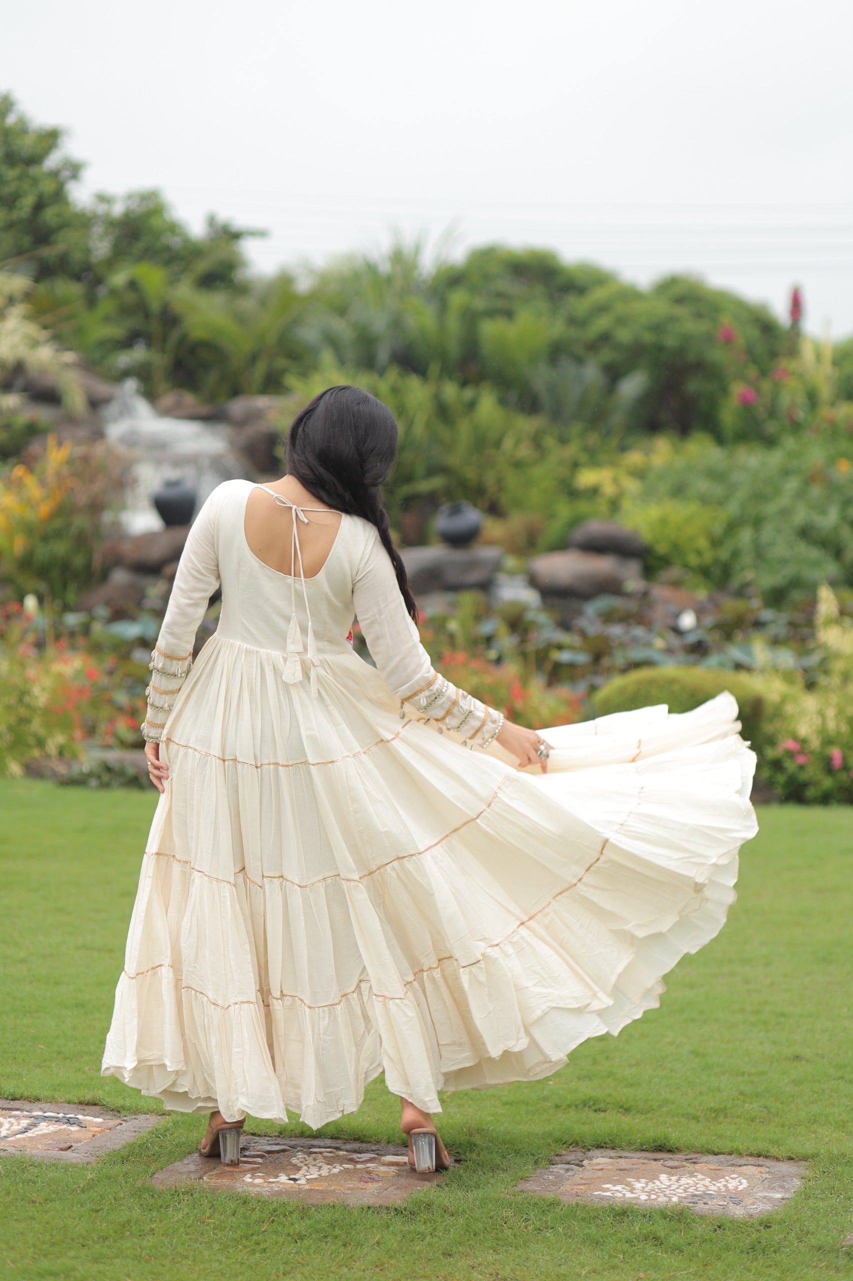 OFF-WHITE KORA COTTON EMBROIDERED GOWN