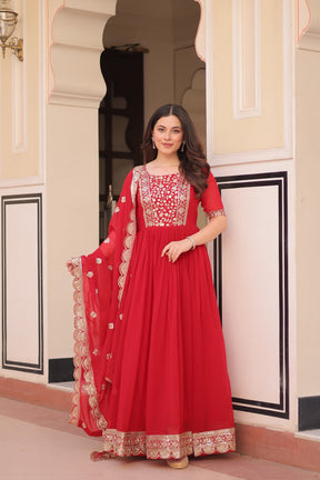 ELEGANT ZARI SEQUINS DESIGNER GOWN WITH DUPATTA