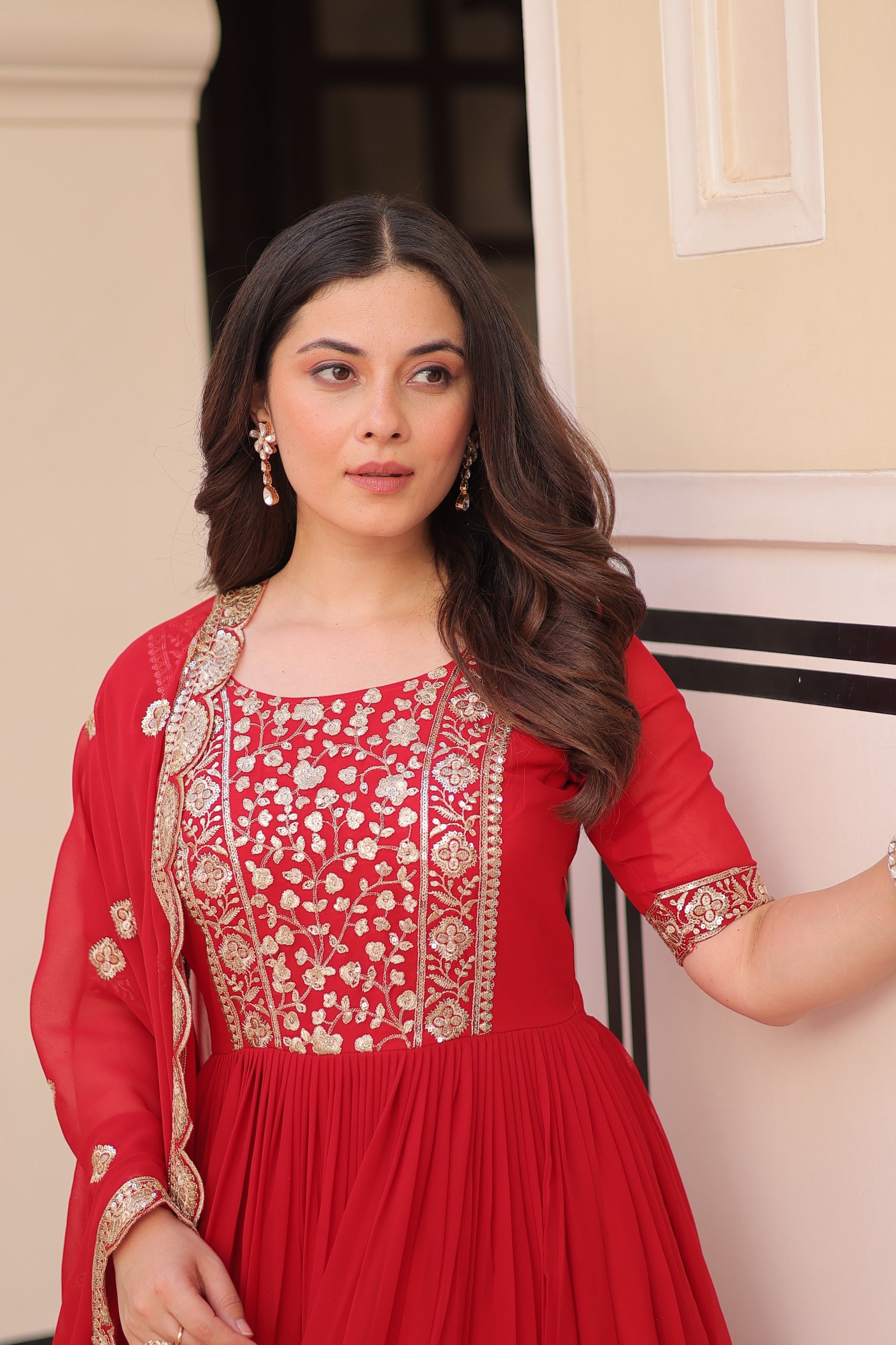 ELEGANT ZARI SEQUINS DESIGNER GOWN WITH DUPATTA