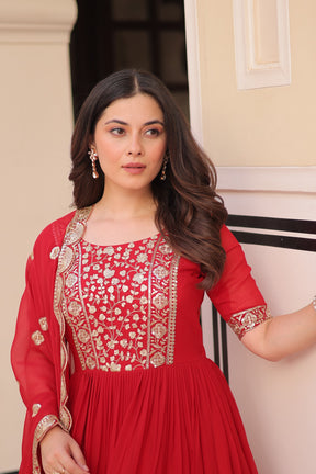 ELEGANT ZARI SEQUINS DESIGNER GOWN WITH DUPATTA