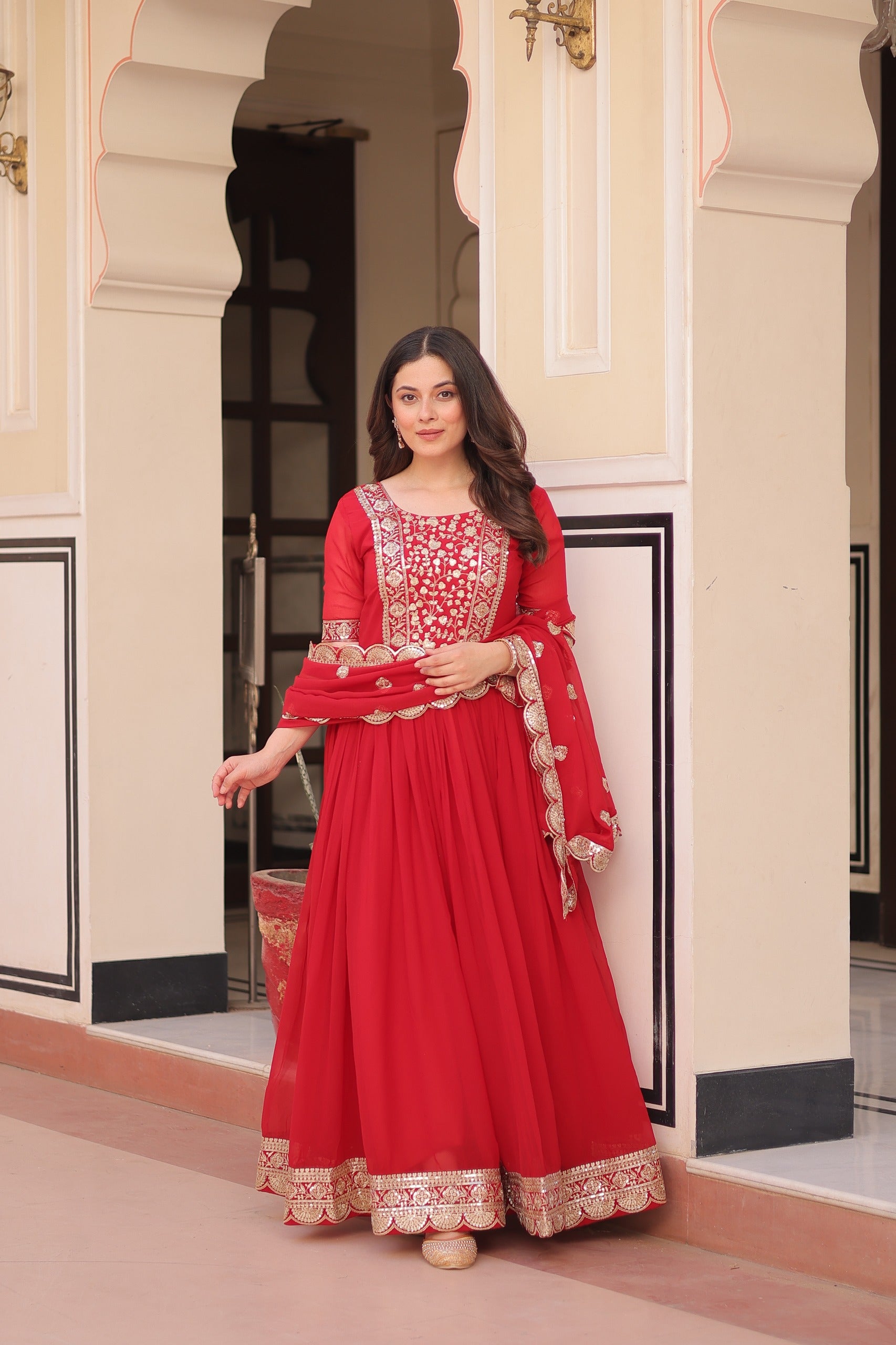 ELEGANT ZARI SEQUINS DESIGNER GOWN WITH DUPATTA