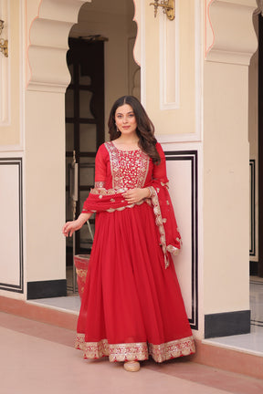 ELEGANT ZARI SEQUINS DESIGNER GOWN WITH DUPATTA