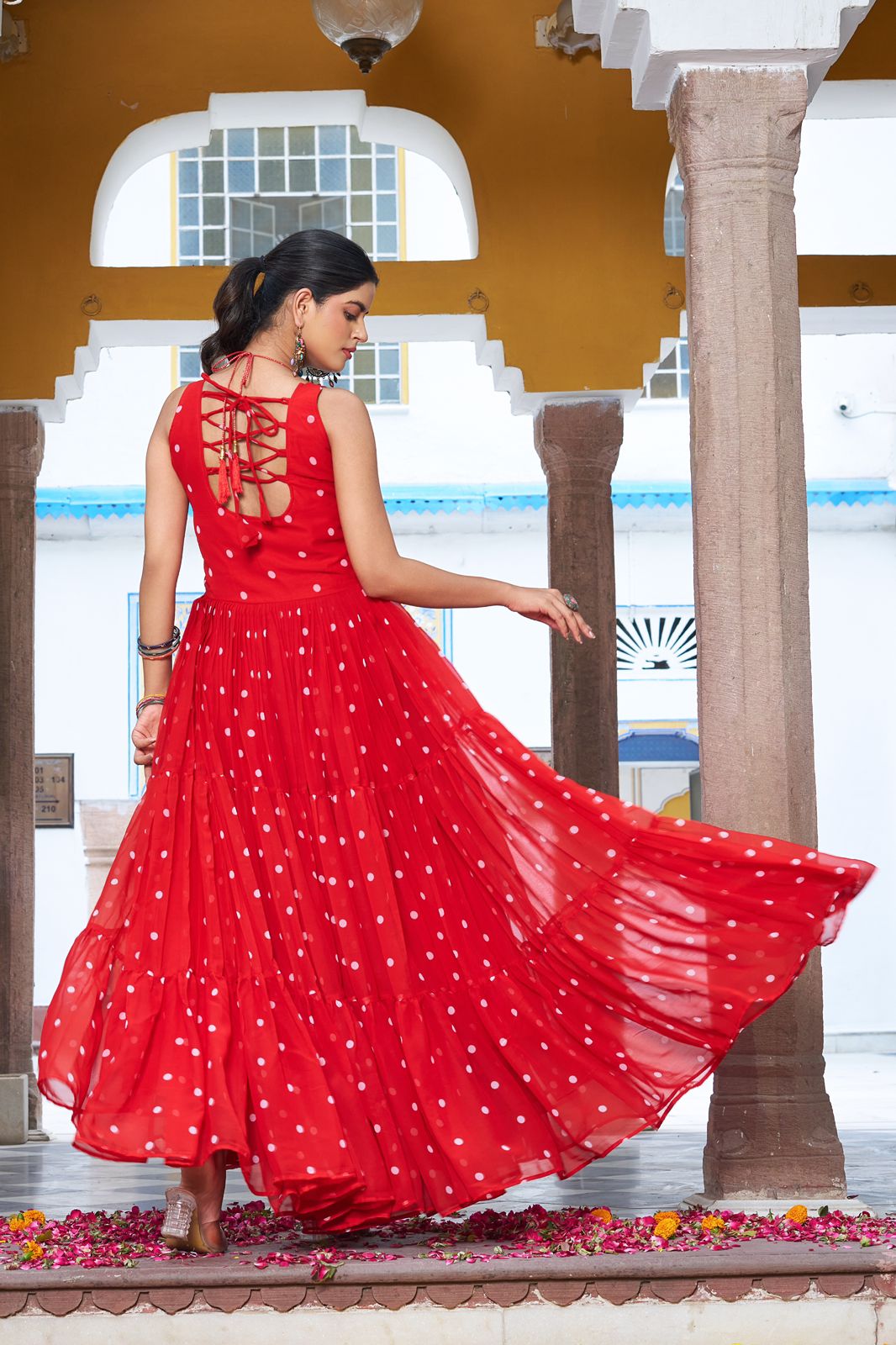 BANDHANI PRINT GOWN FOR GARBA NIGHTS