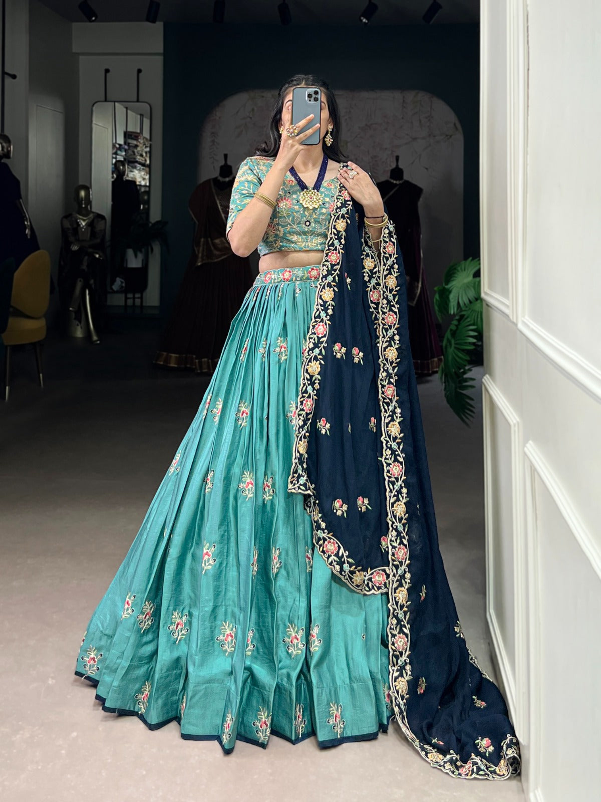 SLAB SILK SEQUINS EMBROIDERED LEHENGA CHOLI FOR BRIDESMAIDS
