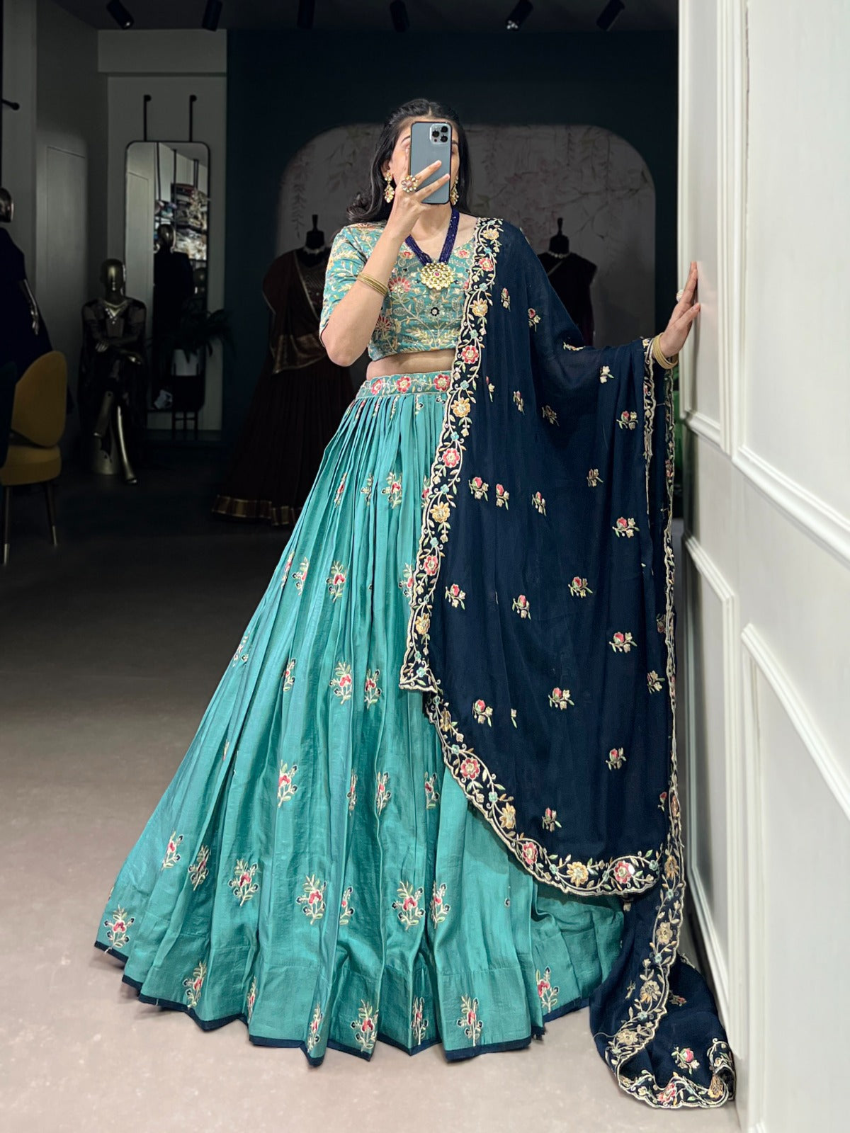SLAB SILK SEQUINS EMBROIDERED LEHENGA CHOLI FOR BRIDESMAIDS