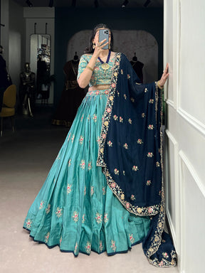 SLAB SILK SEQUINS EMBROIDERED LEHENGA CHOLI FOR BRIDESMAIDS