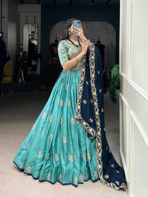 SLAB SILK SEQUINS EMBROIDERED LEHENGA CHOLI FOR BRIDESMAIDS