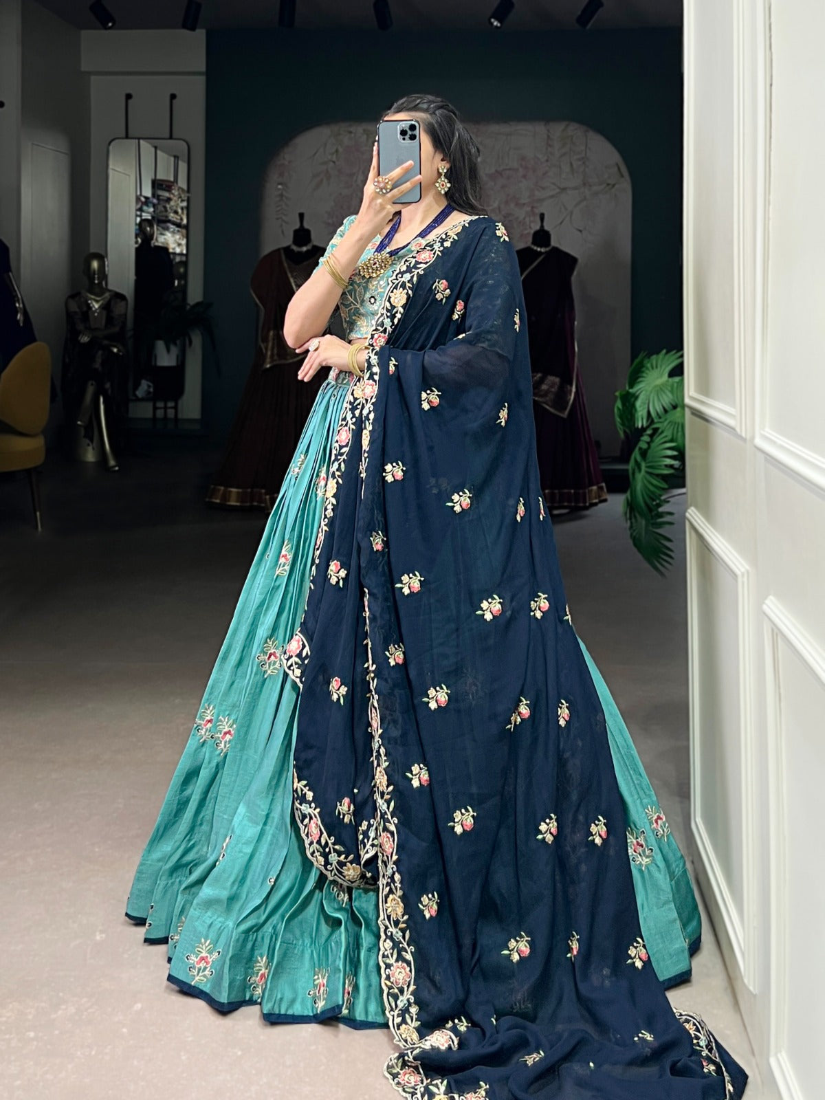 SLAB SILK SEQUINS EMBROIDERED LEHENGA CHOLI FOR BRIDESMAIDS