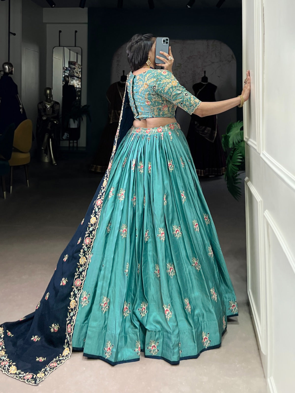 SLAB SILK SEQUINS EMBROIDERED LEHENGA CHOLI FOR BRIDESMAIDS
