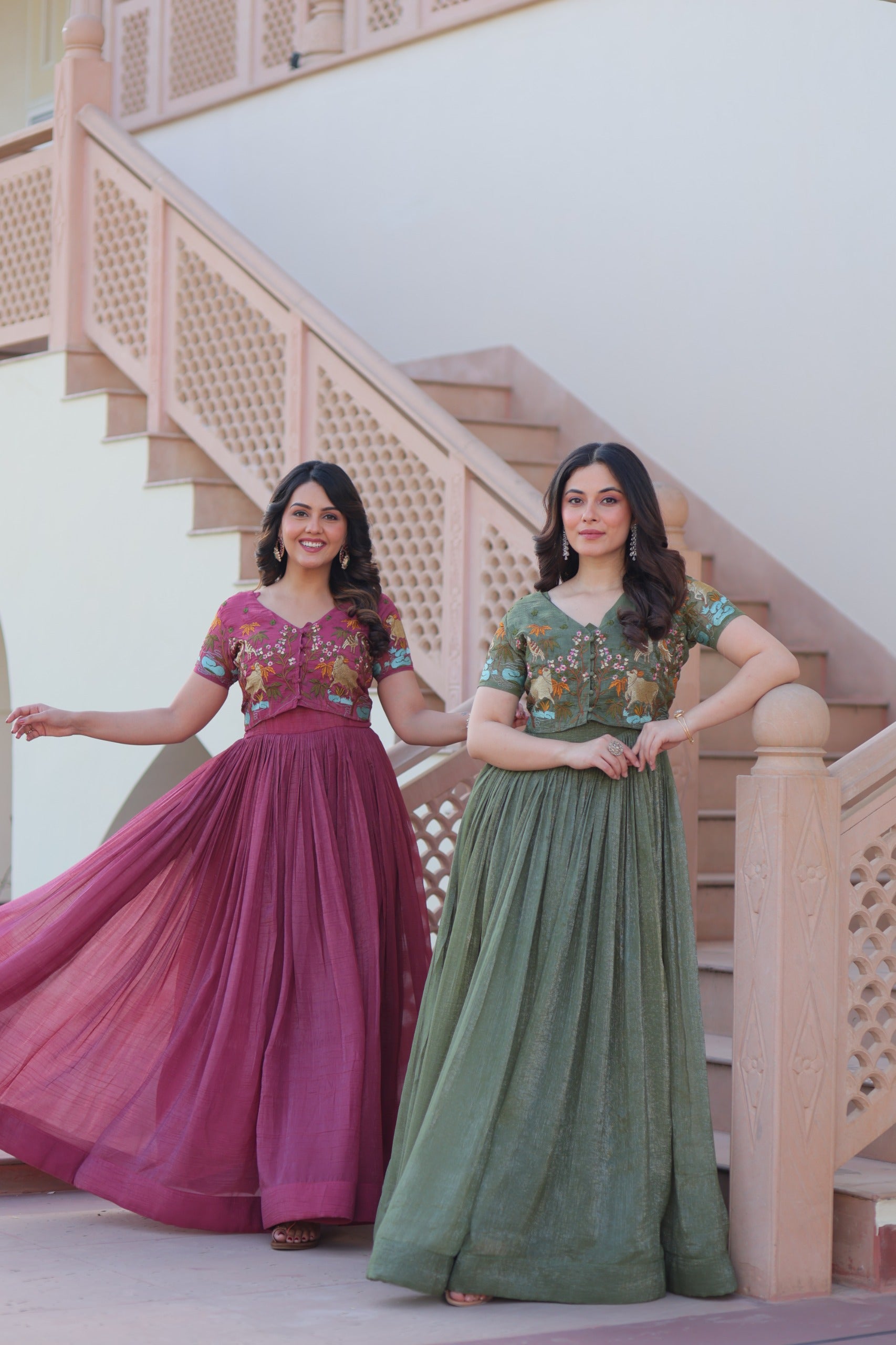 ROSE GOLD & GREEN DESIGNER KOTI-GOWN COLLECTION