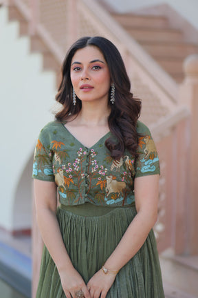 ROSE GOLD & GREEN DESIGNER KOTI-GOWN COLLECTION