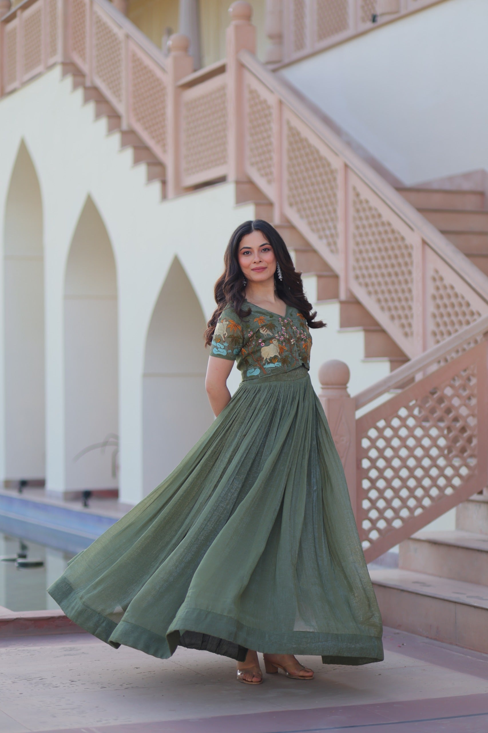 ROSE GOLD & GREEN DESIGNER KOTI-GOWN COLLECTION